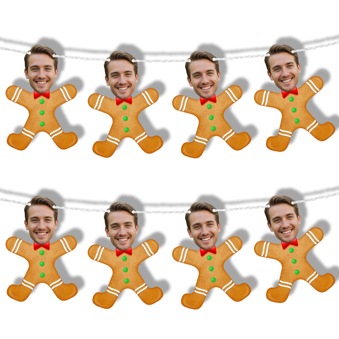 Personalized Gingerbread Bunting Banner – Custom Christmas Garland with Your Photo
