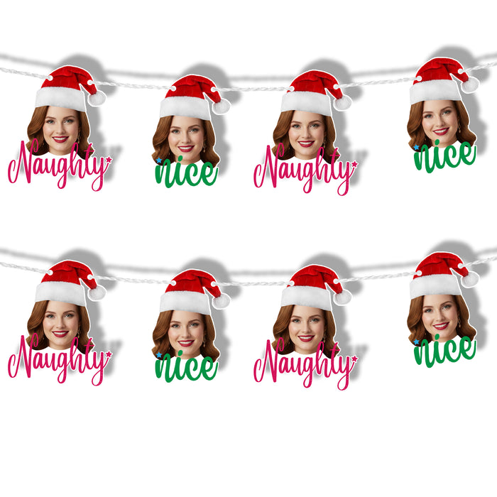 Personalized Naughty or Nice Bunting Banner – Custom Christmas Garland with Your Photo