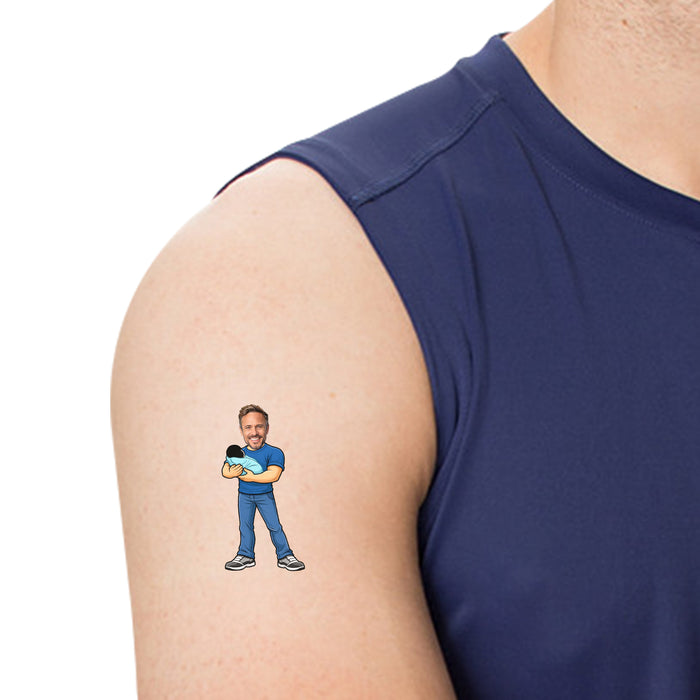Personalized Holding Baby Dad Temporary Tattoos – Custom Father's Day Birthday Party Decor