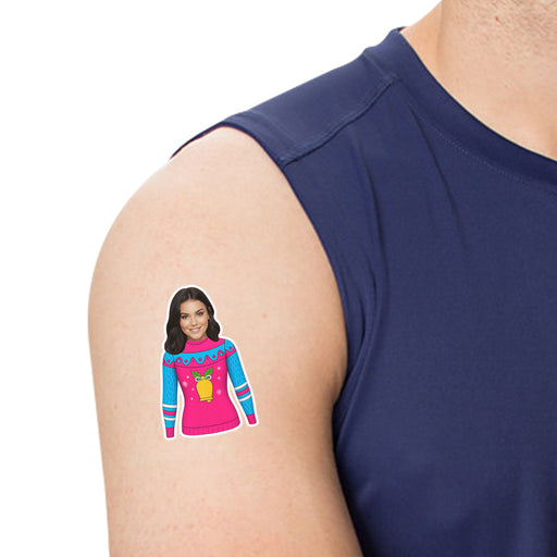 Personalized Ugly Sweater Temporary Tattoos – Custom Christmas Party Tattoos with Your Photo