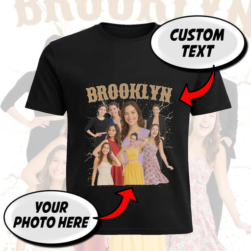 Custom Photo T-Shirt with Name – Personalized Bootleg Lightning Group Tee