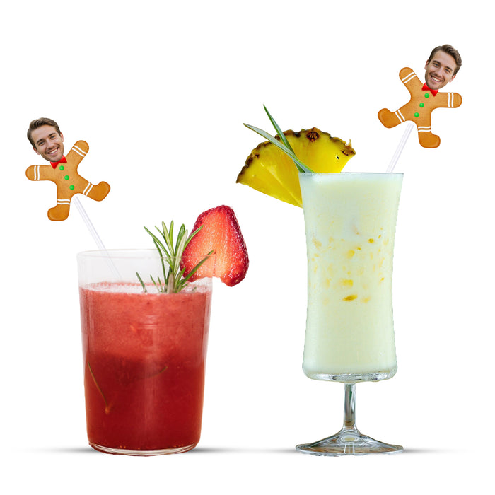 Personalized Gingerbread Straws – Custom Christmas Drink Accessories with Your Photo