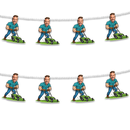Personalized With Lawn Mower Dad Bunting Banner – Custom Father's Day Birthday Party Decor