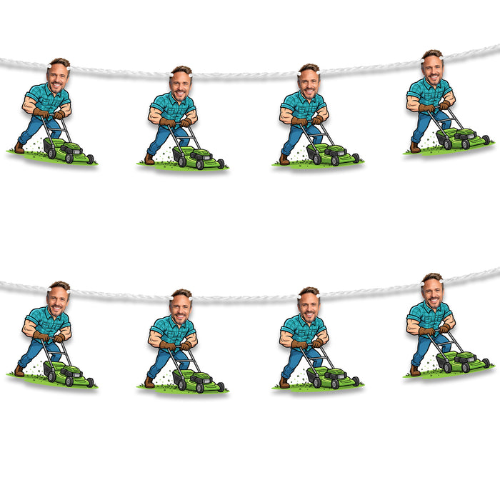 Personalized With Lawn Mower Dad Bunting Banner – Custom Father's Day Birthday Party Decor