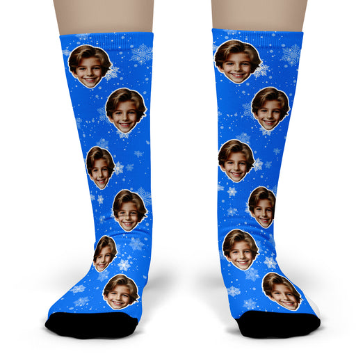 Bleu Reign Custom Snowflake Socks – Personalized Face Photo Christmas Gift