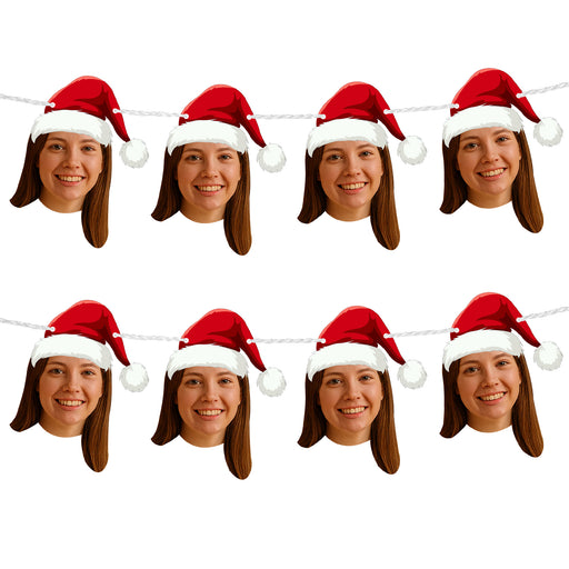 Personalized Santa Hat Bunting Banner – Custom Christmas Garland with Your Photo