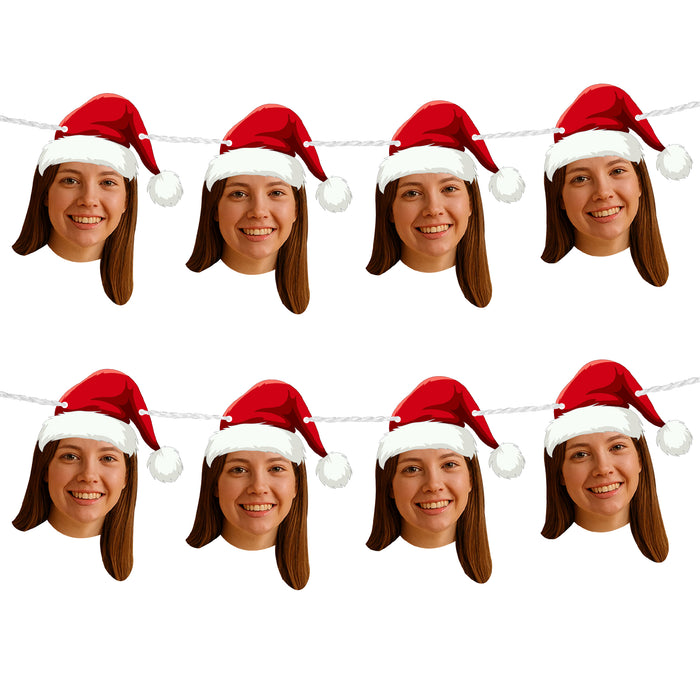 Personalized Santa Hat Bunting Banner – Custom Christmas Garland with Your Photo