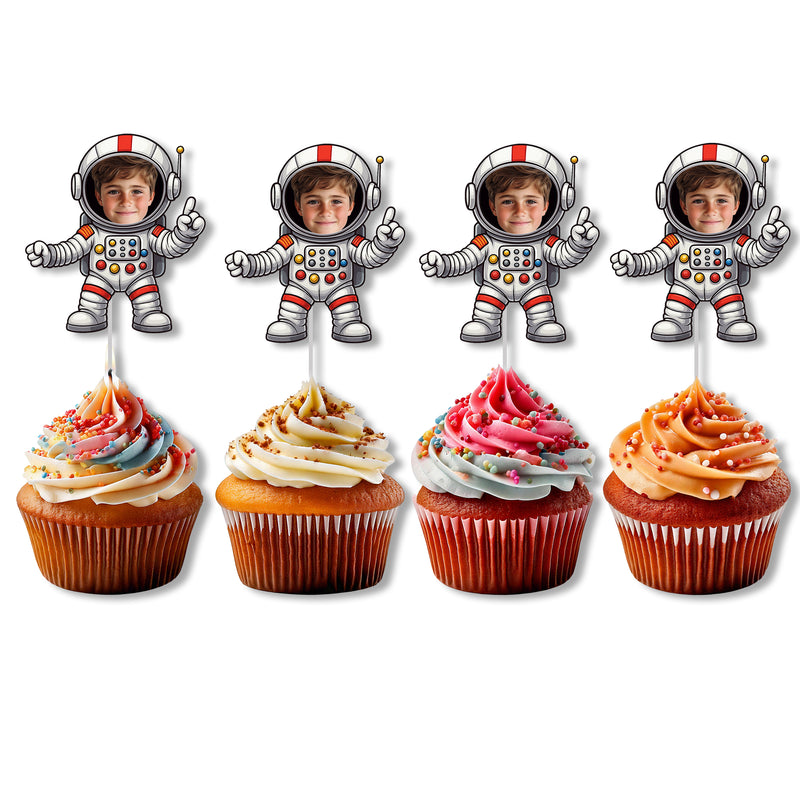 Bleu Reign Personalized Astronaut Face Cupcake Toppers