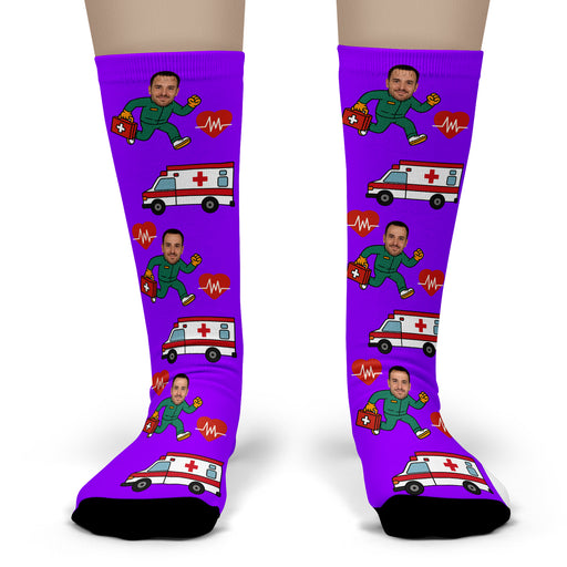 Bleu Reign Custom Ambulance Driver Socks – Personalized EMT & Paramedic Photo Gift