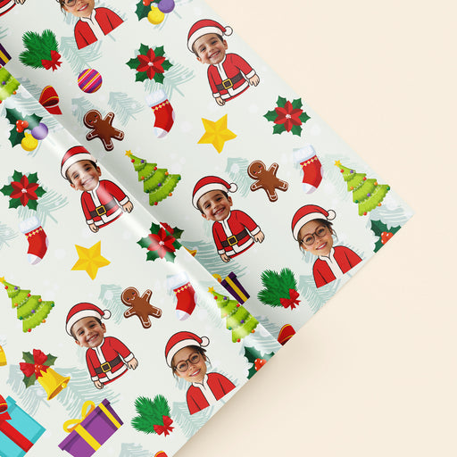 Personalized Santa Face Christmas Wrapping Paper