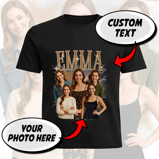 Custom Photo T-Shirt with Name – Personalized Bootleg Lightning Party Tee