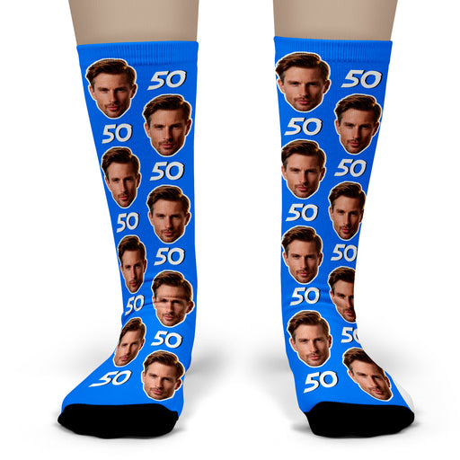 Bleu Reign Custom Birthday Age Socks – Personalized Face & Number Photo Gift