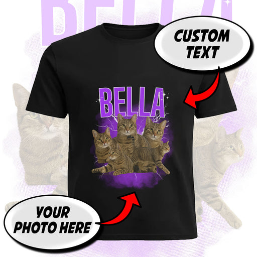 Custom Pet Photo T-Shirt with Name – Personalized Bootleg Lightning Design