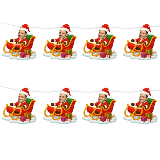 Personalized Santa Sleigh Bunting Banner – Custom Christmas Garland with Your Photo