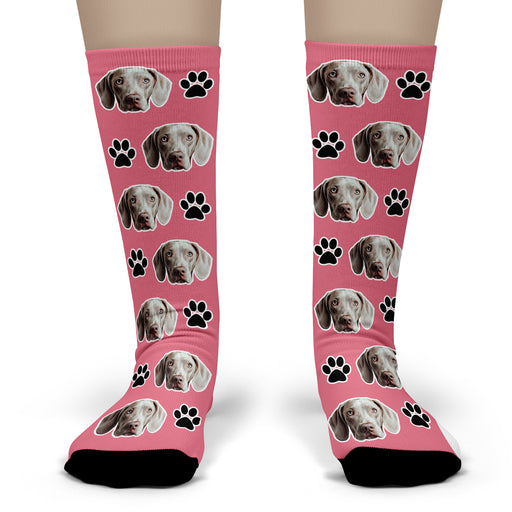 Bleu Reign Custom Dog Face Socks – Personalized Pet Photo Socks with Paw Print Design