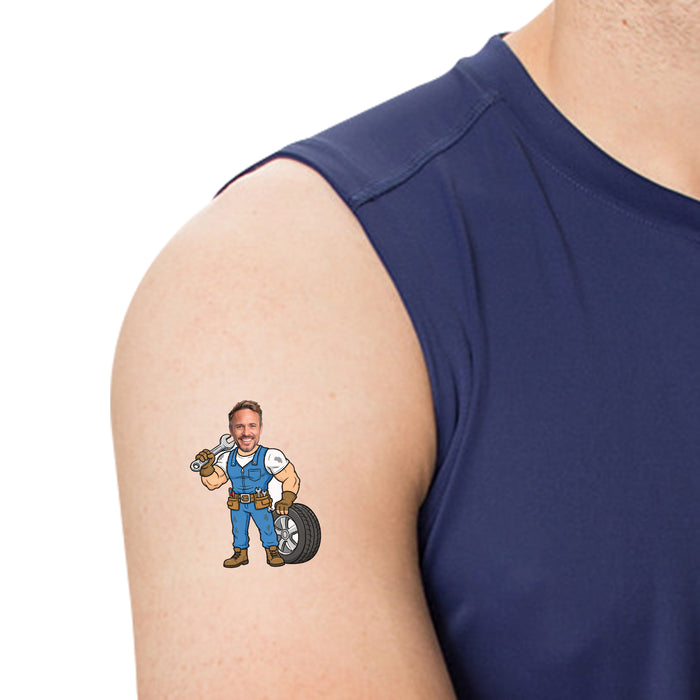 Personalized Mechanic Dad Temporary Tattoos – Custom Father's Day Birthday Party Decor