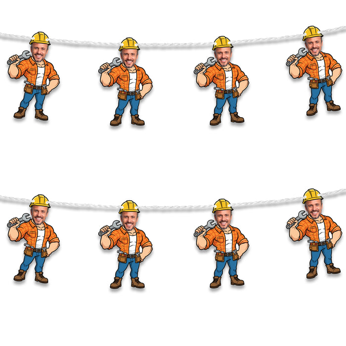 Personalized Construction Dad Bunting Banner – Custom Father's Day Birthday Party Decor