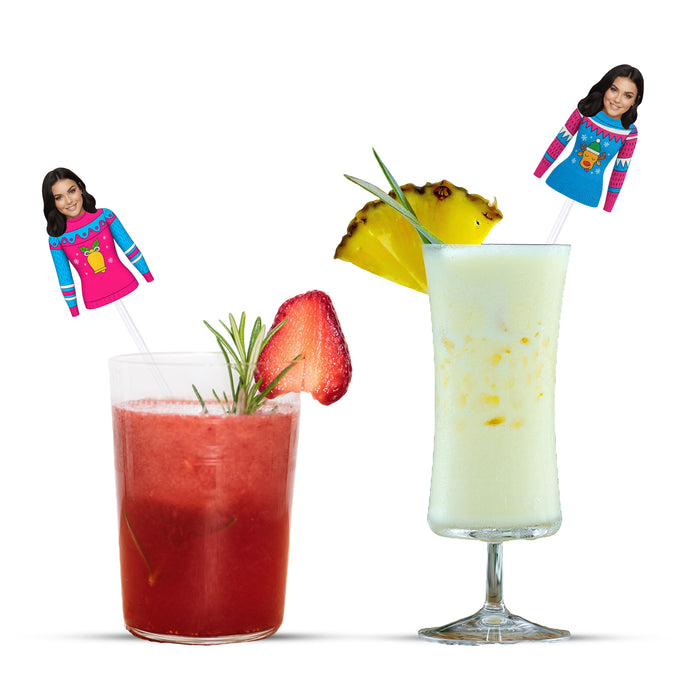 Personalized Ugly Sweater Straws – Custom Christmas Drink Straws with Your Photo