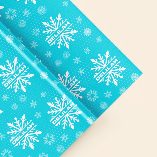 Personalized Frosted Snowflake Holiday Wrapping Paper