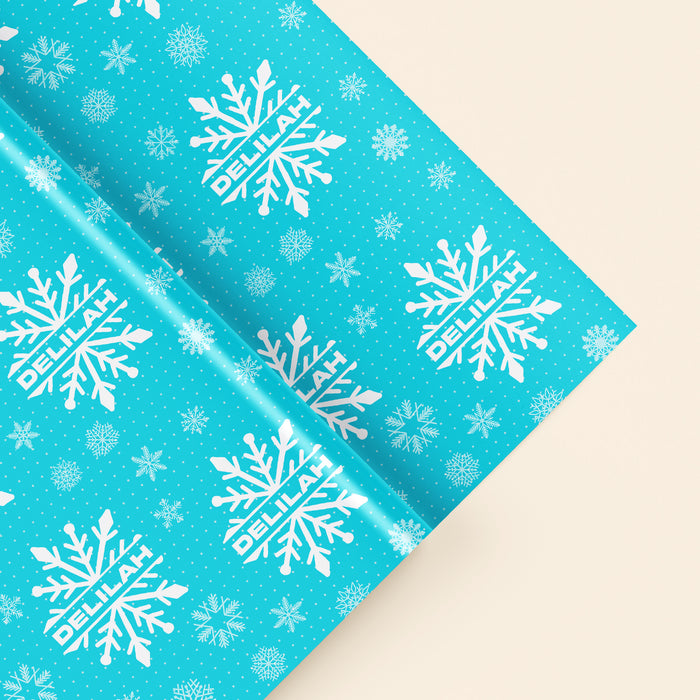 Personalized Frosted Snowflake Holiday Wrapping Paper