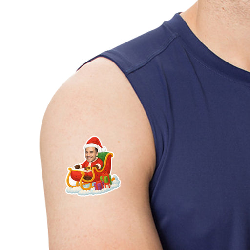 Personalized Santa Sleigh Temporary Tattoos – Custom Christmas Face Tattoos with Your Photo