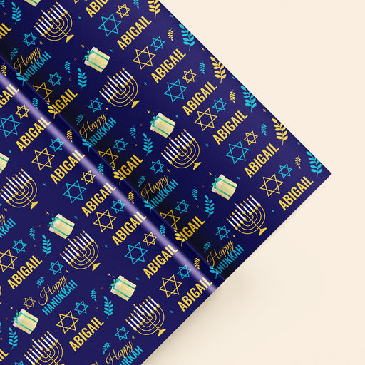 Personalized Happy Hanukkah Holiday Wrapping Paper