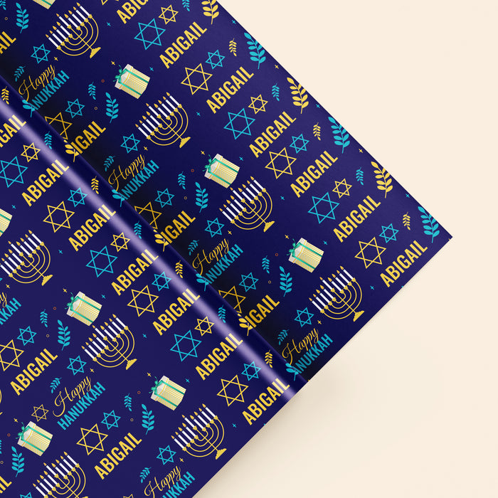 Personalized Happy Hanukkah Holiday Wrapping Paper