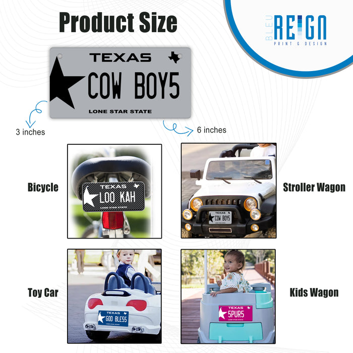 Personalized License Plate - For Car, Motorcycle, Golf Cart, Bicycle - Add Custom Name (3 sizes)