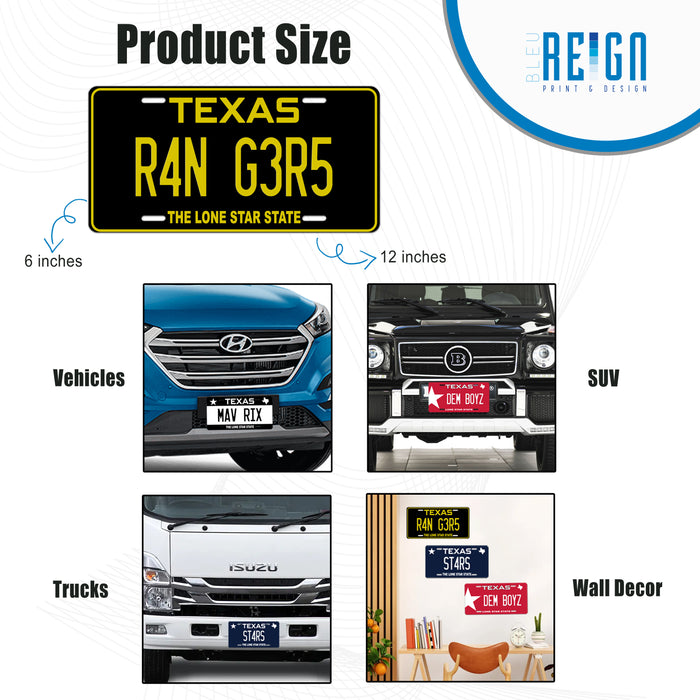 Personalized License Plate - For Car, Motorcycle, Golf Cart, Bicycle - Add Custom Name (3 sizes)