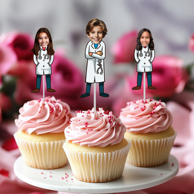 Bleu Reign Personalized Doctor Face Cupcake Toppers
