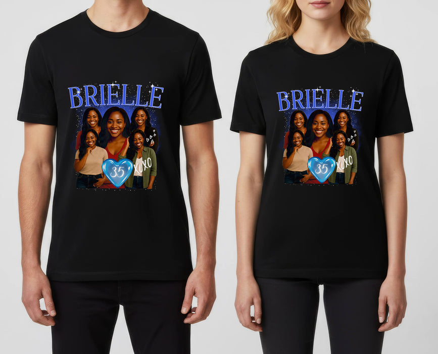 Custom Birthday Photo T-Shirt with Name – Retro Bootleg Lightning Celebration Design
