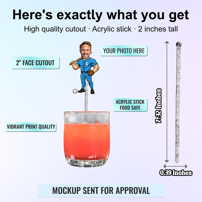 Personalized Retirement Swizzle Sticks – Custom Retirement Drink Stirrers with Your Photo