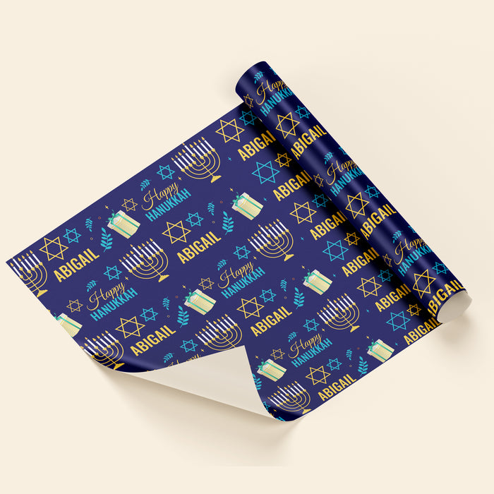 Personalized Happy Hanukkah Holiday Wrapping Paper