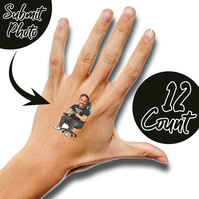 Personalized Gamer Dad Temporary Tattoos – Custom Father's Day Birthday Party Decor
