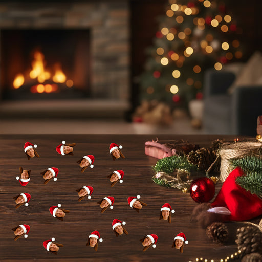 Personalized Santa Hat Confetti – Custom Christmas Table Decorations with Your Photo