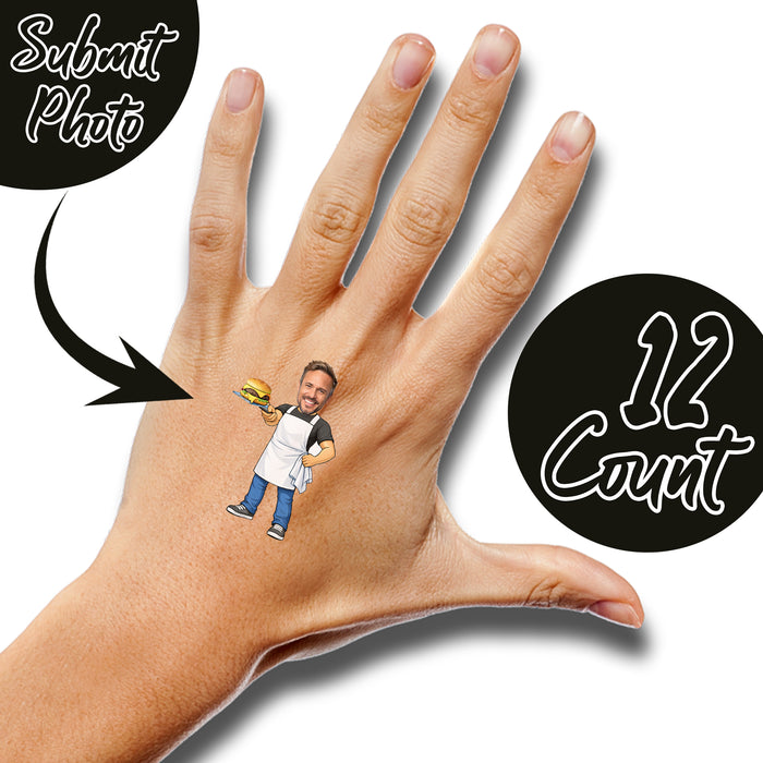 Personalized Chef Dad Temporary Tattoos – Custom Father's Day Birthday Party Decor