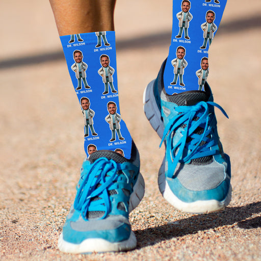 Bleu Reign Custom Doctor Socks with Name – Personalized Face Photo Gift for Healthcare Workers