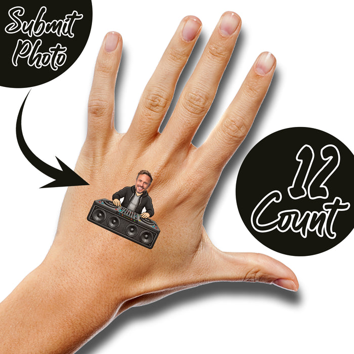 Personalized DJ Dad Temporary Tattoos – Custom Father's Day Birthday Party Decor