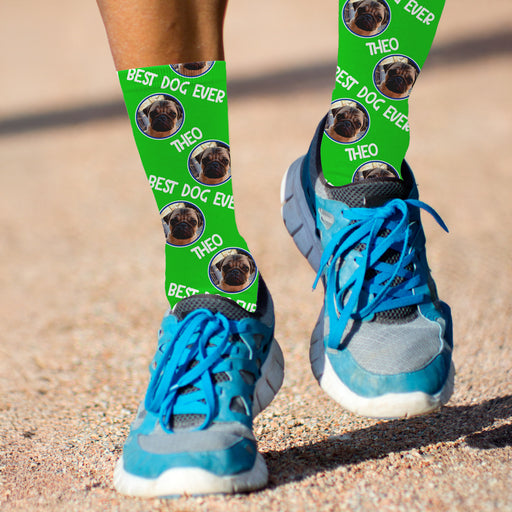 Bleu Reign Custom Dog Photo Socks – Personalized Pet Face Socks with Name & Text