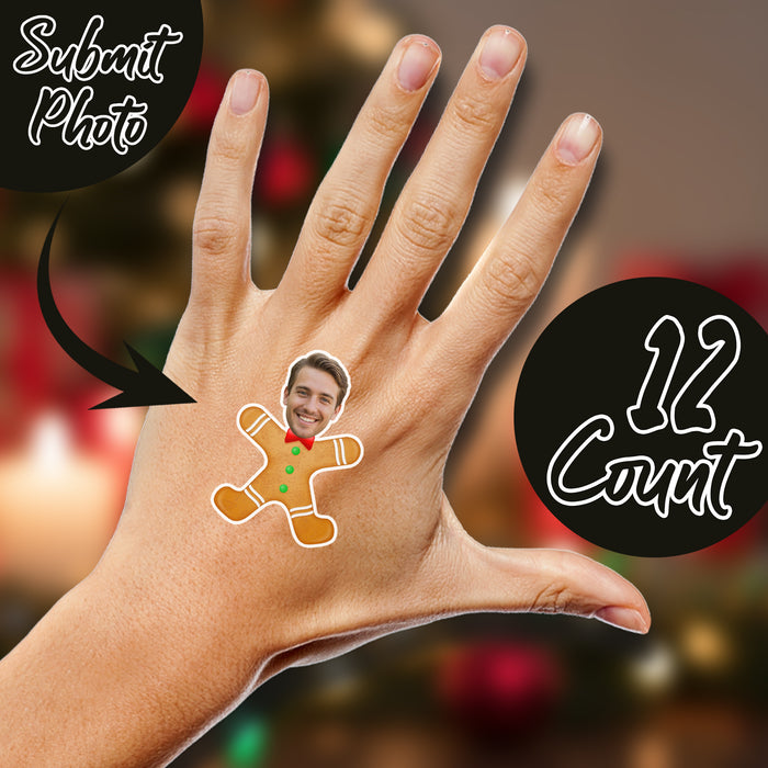 Personalized Gingerbread Tattoos – Custom Christmas Temporary Tattoos with Your Photo