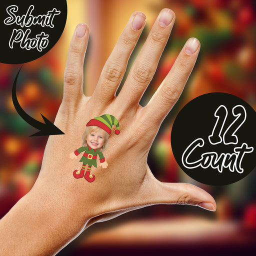 Personalized Elf Tattoos – Custom Christmas Temporary Tattoos with Your Photo