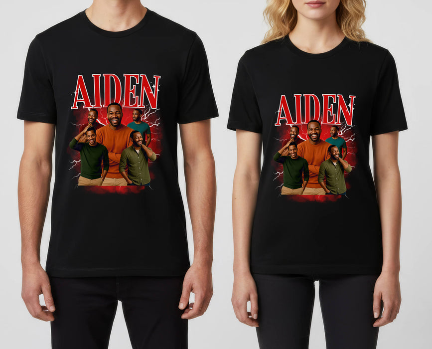 Custom Photo T-Shirt with Name – Personalized Bootleg Lightning Graphic