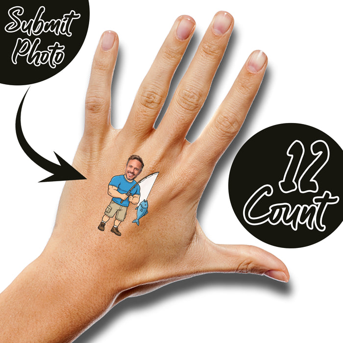Personalized Fishing Dad Temporary Tattoos – Custom Father's Day Birthday Party Decor