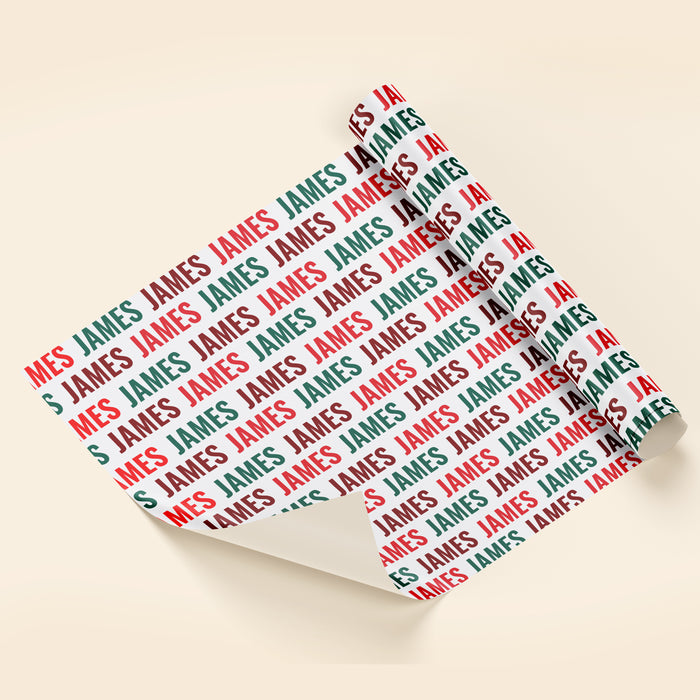 Personalized Holly Jolly Name Christmas Wrapping Paper