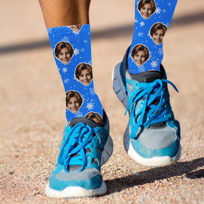 Bleu Reign Custom Snowflake Socks – Personalized Face Photo Christmas Gift