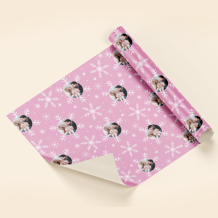 Personalized Snowflake Ornament Face Christmas Wrapping Paper