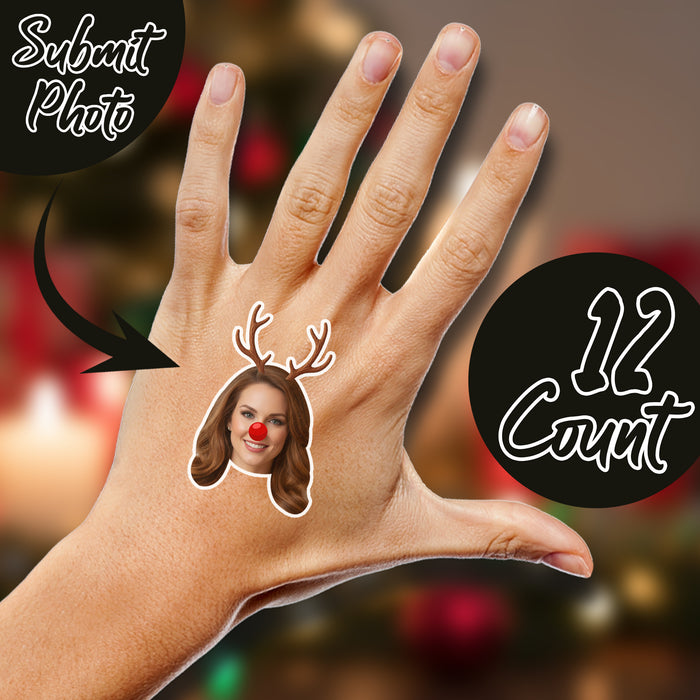 Personalized Reindeer Tattoos – Custom Christmas Temporary Tattoos with Your Photo