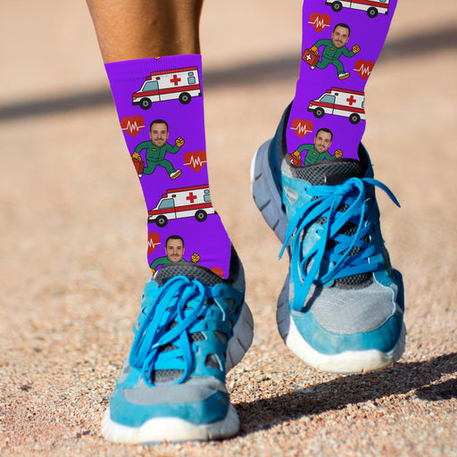 Bleu Reign Custom Ambulance Driver Socks – Personalized EMT & Paramedic Photo Gift