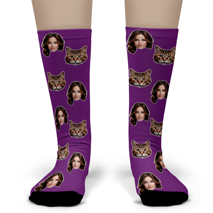 Bleu Reign Personalized Custom Face Socks – Fun Crew Socks with Pets, People, or Any Photo