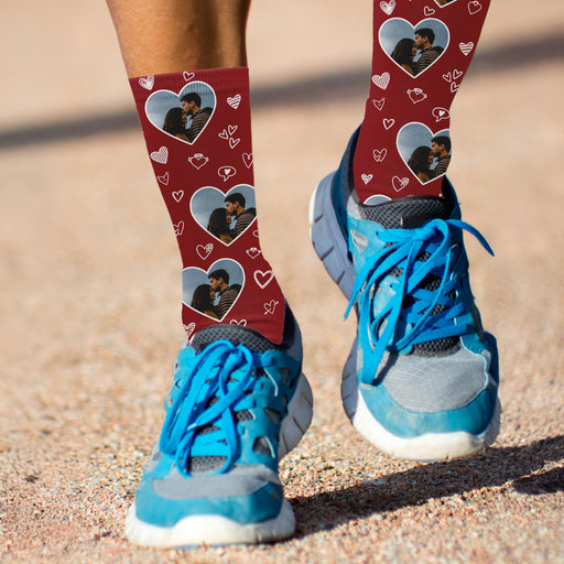 Bleu Reign Personalized Love Photo Socks – Custom Heart Design Couple Gift